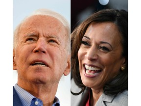 Democratic presidential candidate and former vice-president Joe Biden, left; California Sen. Kamala Harris, right. Will she be his running mate?