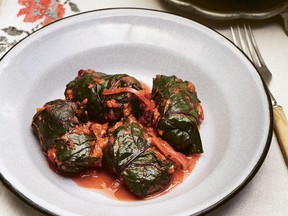 Beet leaf rolls with buckwheat and mushrooms from Summer Kitchens.