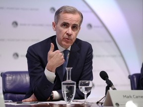 Before COVID-19: Then-governor of the Bank of England Mark Carney speaks at a news conference in London in January.