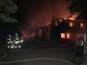Ottawa fire was on scene battling a fully involved house fire at 330 River Road on Monday, Aug. 17, 2020. Photo supplied Ottawa Fire Services.