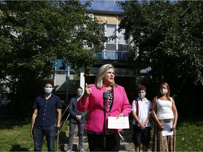 NDP Leader Andrea Horwath staging a press conference at Louise Arbour elementary school in Ottawa Monday Aug 10, 2020. Horwath criticized the Ontario government's back-to-school plans.