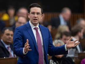 Conservative MP Pierre Poilievre rises during Question Period in the House of Commons Wednesday February 26, 2020 in Ottawa.