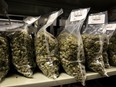 Packages of marijuana are seen on shelf before shipment at the Canopy Growth Corp. facility in Smith Falls, Ontario, Canada, on Tuesday, Dec. 19, 2017.