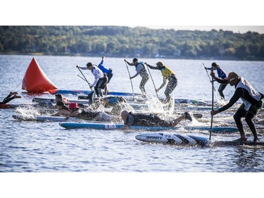 On-the-water action in the Ottawa River Paddle Challenge on Saturday.