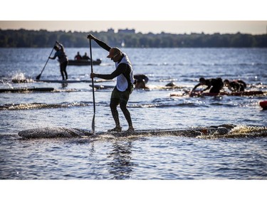 On-the-water action in the Ottawa River Paddle Challenge on Saturday.