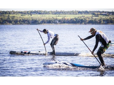 On-the-water action in the Ottawa River Paddle Challenge on Saturday.