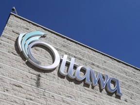 A file photo of a CIty of Ottawa sign at City Hall.