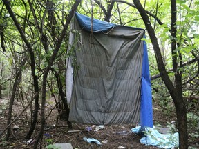 A tent city has been formed beside Gil-O-Julien Park, near the Vanier Parkway.