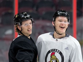 Thomas Chabot (left) and Brady Tkachuk are both top candidates to take over the Senators' captaincy.