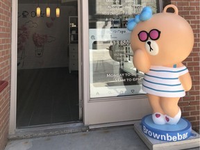 Brown, a cartoon bear installed outside the ByWard Market's SIS2 Spa, appears to have been stolen.