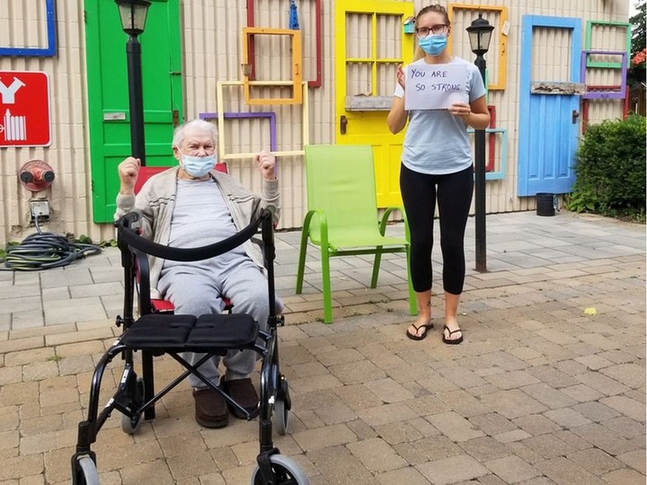  Emily Hladkowicz and her 90-year-old grandfather Heinz Ziebell  He lives at Carlingview Manor.