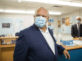 Ontario Premier Doug Ford tours a Toronto school to see the COVID-19 measures implemented as students return amidst the pandemic, Tuesday, September 1, 2020.