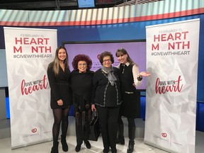 From left: Granddaughter Lisa Cocco Pollastrini, Grandmother Lisa Cocco Pollastrini, Aunt Nicetta di Simone and CTV’S Leanne Cusack. The Pollastrini family and Giovanni’s Ristorante are proud to support the University of Ottawa Heart Institute.