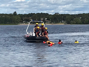 The water rescue of a kayaker Sunday.