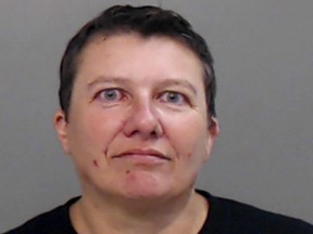 Pascale Ferrier appears in a jail booking photograph taken after her arrest by the Mission Police Department in Mission, Texas, U.S. March 13, 2019.