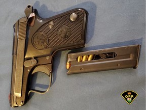Handgun seized in a OPP raid i  Edwardsburgh-Cardinal TownshipThree people were arrested.