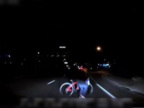 This video grab made from dashcam footage released by the Tempe Police Department on March 21, 2018, shows the moment before the collision of ride-sharing Uber's self-driving vehicle and a pedestrian.