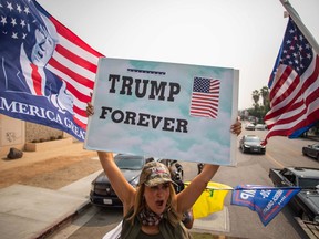 A Pro-Trump car caravan moves along Ventura Boulevard in Los Angeles earlier this month.