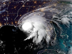 This RAMMB/NOAA satellite image shows Hurricane Sally off the US Gulf Coast on September 15, 2020, at 12:00 UTC.