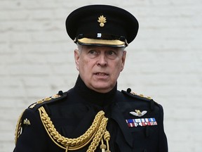 In this file photo taken on September 07, 2019 Britain's Prince Andrew, Duke of York, attends a ceremony commemorating the 75th anniversary of the liberation of Bruges, in Bruges.