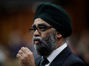 Minister of National Defence Harjit Sajjan speaks during Question Period in the House of Commons.