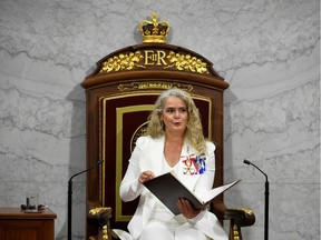 Canada's Governor General Julie Payette delivers the throne speech in the Senate chamber in Ottawa, Ontario, Canada September 23, 2020.