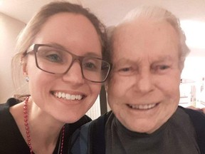 Emily Hladkowicz and her 90-year-old grandfather Heinz Ziebell. He lives at Carlingview Manor.