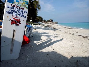 FILE PHOTO: A view of an empty beach, amid concerns about the spread of the coronavirus disease (COVID-19), in Varadero, Cuba, April 10, 2020.