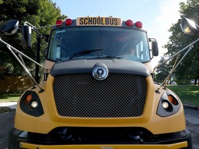 OTTAWA -  School bus outside École Horizon-Jeunesse in Ottawa Thursday Sept 3, 2020.