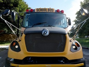A school bus outside École Horizon-Jeunesse in Ottawa on Sept. 3.