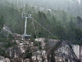 The Sea To Sky Gondola after vandals cut the cable for the second time in thirteen months, Squamish, BC., on September 14, 2020.