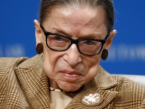 FILE PHOTO: U.S. Supreme Court Associate Justice Ruth Bader Ginsburg speaks during a discussion on the 100th anniversary of the ratification of the 19th Amendment at Georgetown University Law Center in Washington on Monday, Feb. 10, 2020.