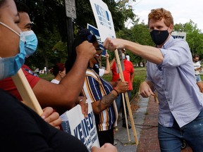 U.S. Democratic Senate candidate and current Joe Kennedy III, who is running for the seat held by U.S. Sen. Ed Markey, arrives for a campaign stop in Lawrence, Massachusetts, U.S., Aug. 31.