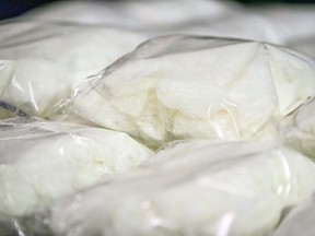 Pictured is 50 kg of methamphetamine seized on July 29, 2019 at the Coutts border crossing, photographed on Thursday, August 1, 2019.