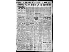 The front page of the Citizen's second section on March 2, 1925, detailed a massive earthquake that was felt two days earlier in the region.