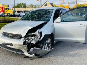 OTTAWA - October 1, 2020, At 8:14am today, emergency crews responded to a "T-bone" collision in the northbound lanes of Merivale Rd. near Meadowlands Dr.