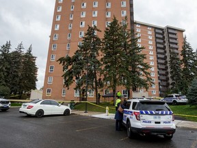 Ottawa Police at 2020 Jasmine Crescent on October 7 where a man fell to his death from his apartment window during a drug raid.