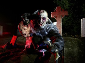 The ghoul of the graveyard is not too happy about being disturbed while snacking on a severed head at Saunders Farm.
