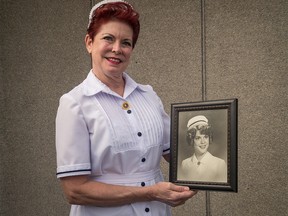 Corky Muir is retiring after 45 years as a nurse. Her sister reproduced the original white uniform she used to wear, and she wore it to work on her last day.