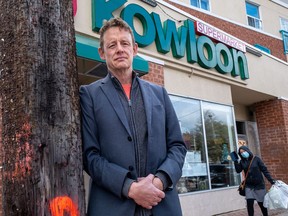 Ottawa-Centre MPP Joel Harden in front of the Kowloon Supermarket that was recently disrupted by anti-maskers.