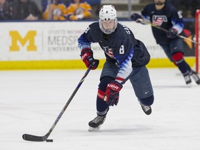 Montana-born Jake Sanderson, who spent several years in the Calgary minor-hockey system, skated for the past two seasons with USA Hockey's National Team Development Program.