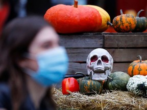 Files: Pumpkins and a mock up skull are seen ahead of Halloween