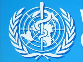 FILE PHOTO: The logo of the World Health Organization (WHO)