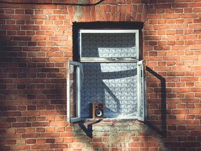 FILE: A speaker sits on a window sill.