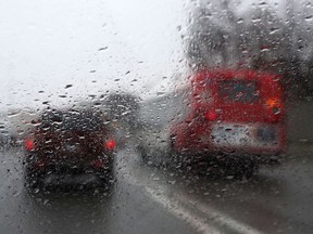 FILE: Rain covered windshields on Highway 417 in Ottawa.