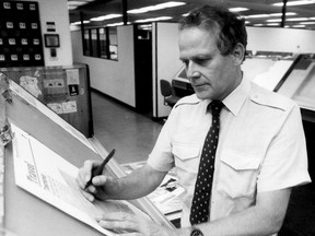 Keith Spicer in the composing room of the Ottawa Citizen in 1985.