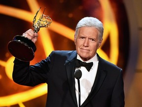 Alex Trebek accepts the Daytime Emmy Award for Outstanding Game Show Host during the 46th annual Daytime Emmy Awards at Pasadena Civic Center on May 5, 2019. Trebek has passed away at the age of 80.