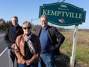 Kirk Albert, left, Colleen Lynas and Jim Bertram are among those expressing concern about a proposed provincial jail that would be constructed on land where Kemptville College once operated.