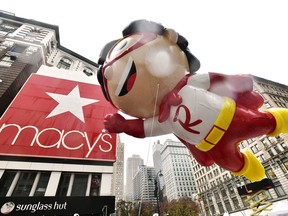 A view of the Red Titan balloon at the 94th Annual Macy's Thanksgiving Day Parade® on Thursday in New York City. The World-Famous Macy's Thanksgiving Day Parade® kicks off the holiday season for millions of television viewers watching safely at home.