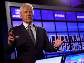 Host of "Jeopardy!" Alex Trebek attends a press conference to discuss the upcoming Man V. Machine "Jeopardy!" competition at the IBM T.J. Watson Research Center on Jan. 13, 2011, in Yorktown Heights, N.Y.